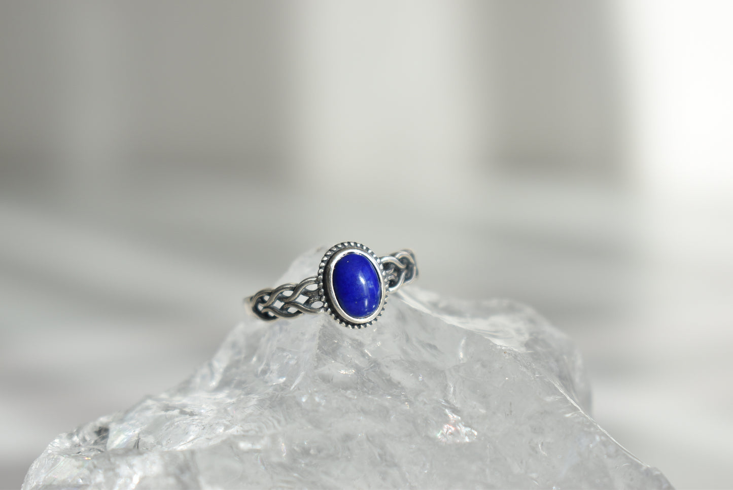Lapis Lazuli Sterling Silver Ring Adjustable