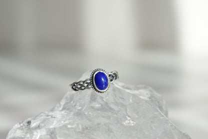 Lapis Lazuli Sterling Silver Ring Adjustable