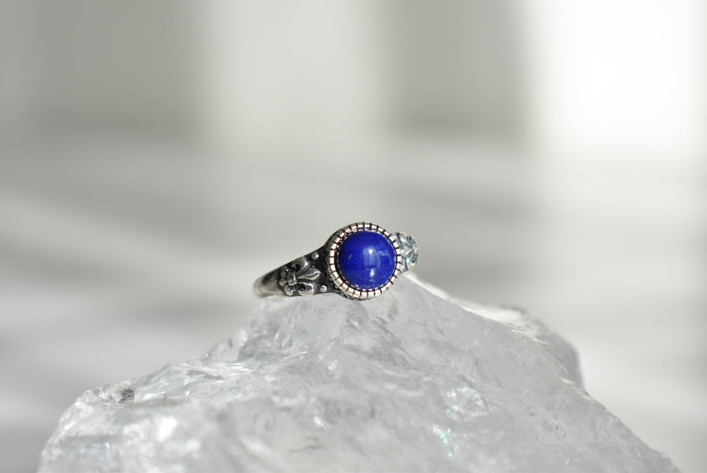 Lapis Lazuli Sterling Silver Ring Adjustable