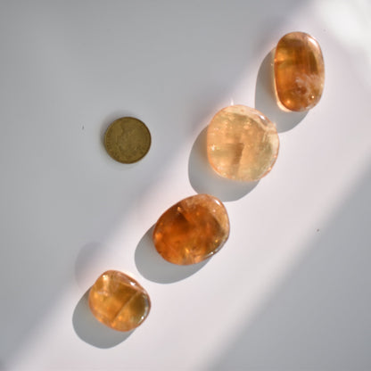Optical Honey Calcite Flat Stone  #1