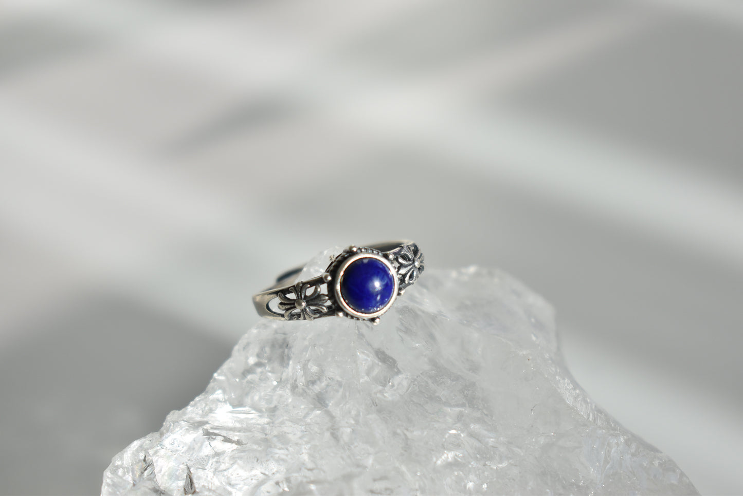 Lapis Lazuli Sterling Silver Ring Adjustable