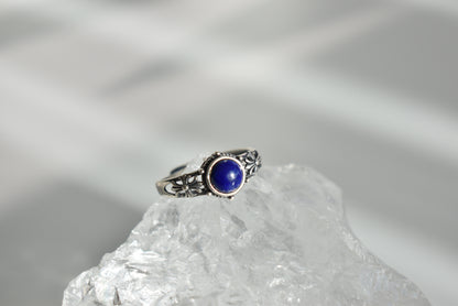 Lapis Lazuli Sterling Silver Ring Adjustable
