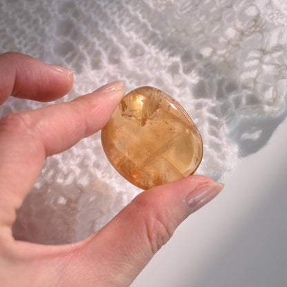 Optical Honey Calcite Flat Stone  #4