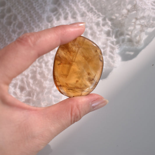 Optical Honey Calcite Flat Stone  #3