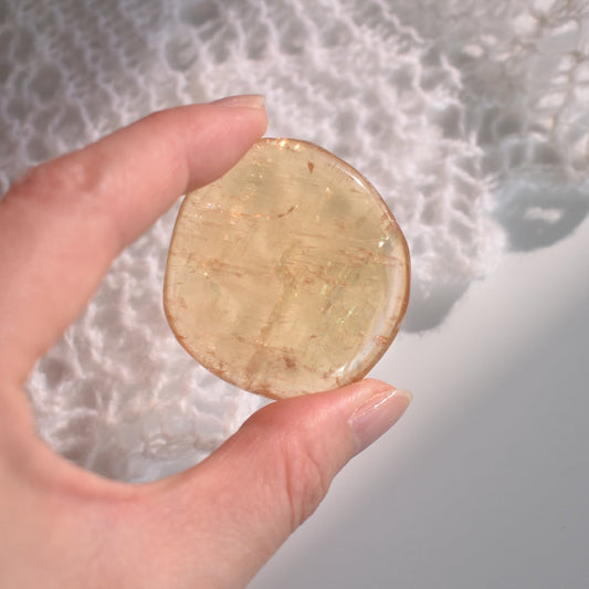 Optical Honey Calcite Flat Stone  #2