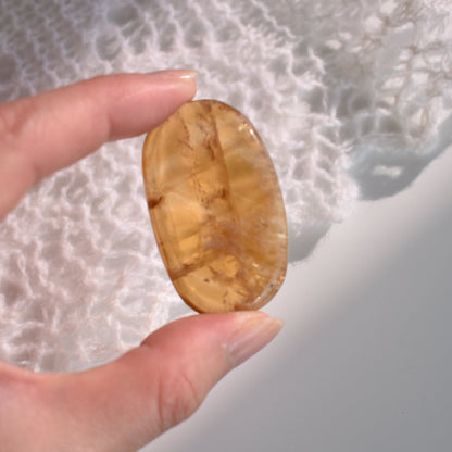 Optical Honey Calcite Flat Stone  #1
