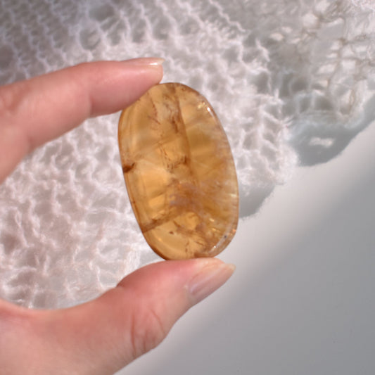 Optical Honey Calcite Flat Stone  #1