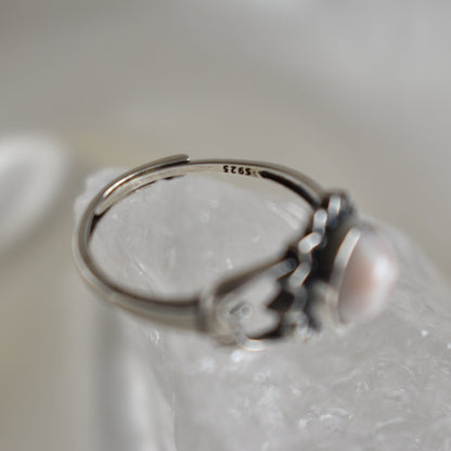 Pink Larimar Sterling Sliver Ring Adjustable #2