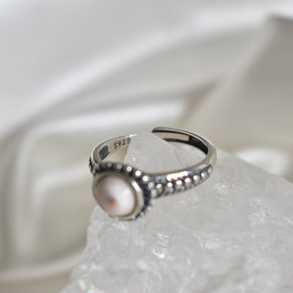 Pink Larimar Sterling Sliver Ring Adjustable #1