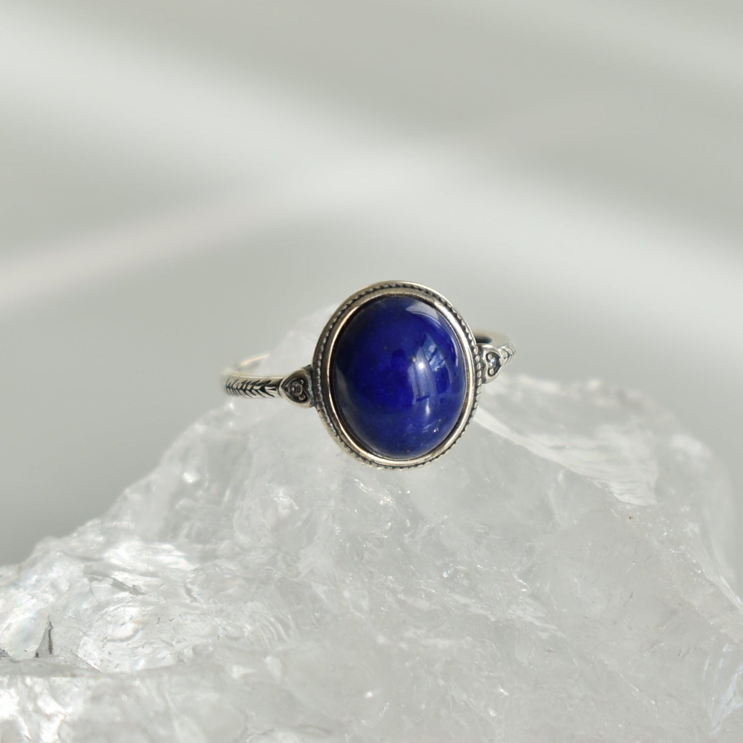 Lapis Lazuli Sterling Silver Ring Adjustable