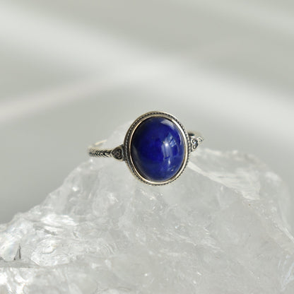 Lapis Lazuli Sterling Silver Ring Adjustable