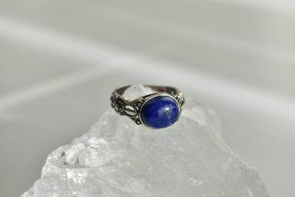 Lapis Lazuli Sterling Silver Ring Adjustable