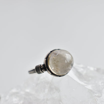 Rutile Lodolite Sterling Silver Ring Adjustable