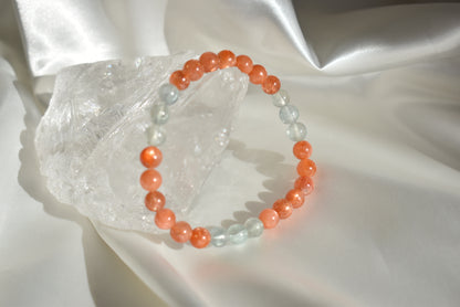 Sunstone and Beryl  Bracelet 7 mm