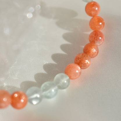 Sunstone and Beryl  Bracelet 7 mm