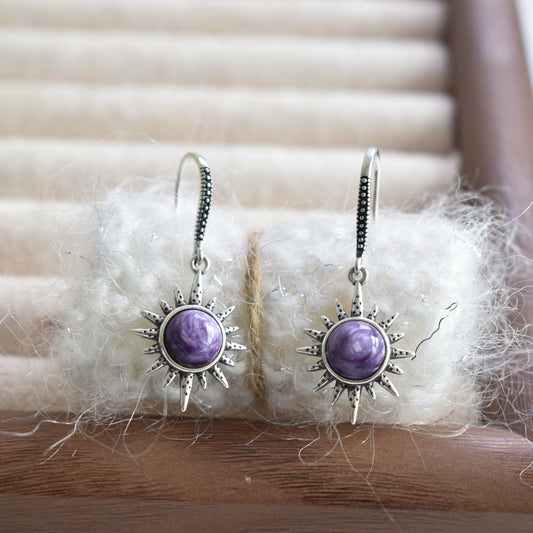 Charoite Sterling Sliver Drop Earring