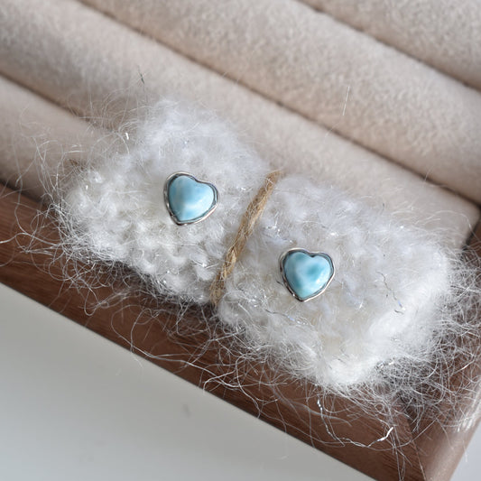 Larimar Heart Sterling Sliver Earring