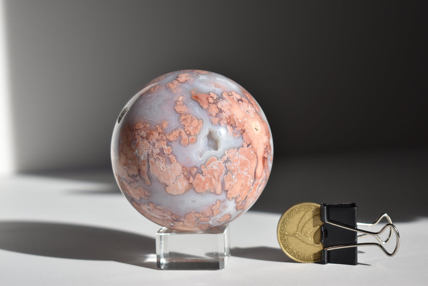Cotton Candy Pink Agate Sphere with Druzy #2