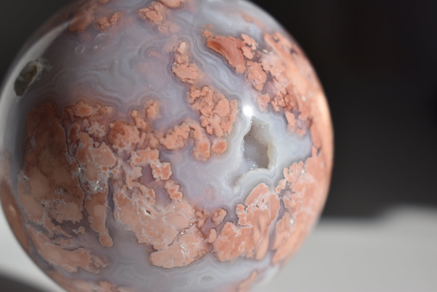 Cotton Candy Pink Agate Sphere with Druzy #2