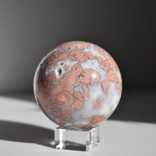Cotton Candy Pink Agate Sphere with Druzy #2