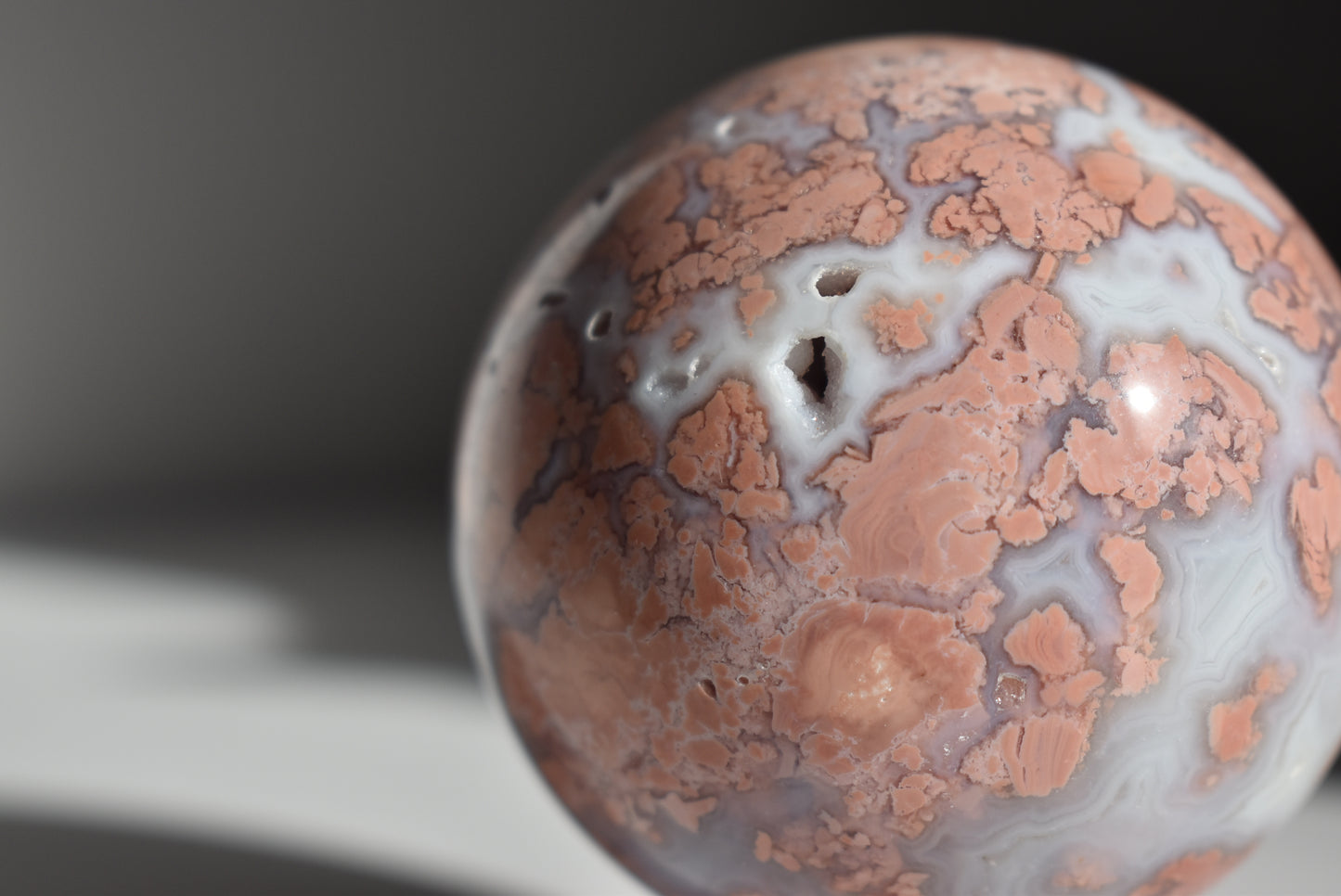 Cotton Candy Pink Agate Sphere with Druzy #2