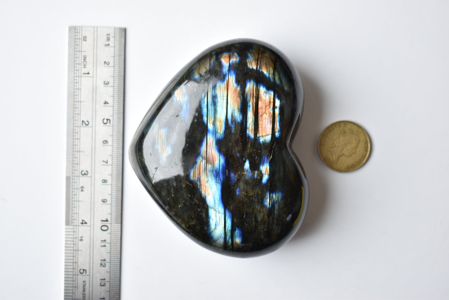 Large Labradorite Heart 557g with Stand