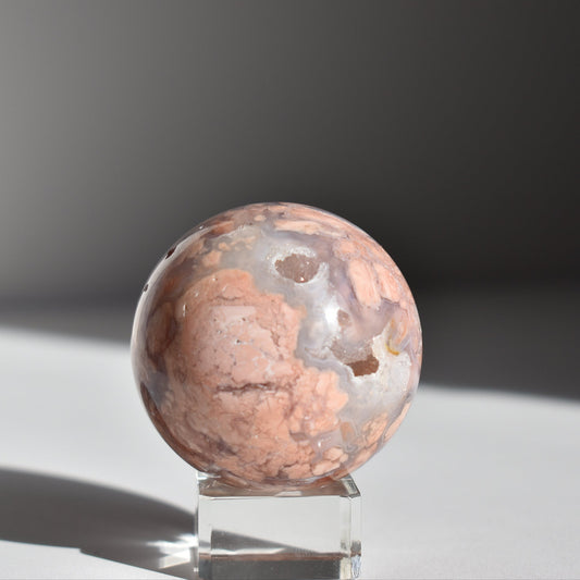Cotton Candy Pink Agate Sphere with Druzy #1