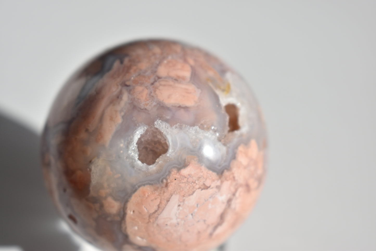 Cotton Candy Pink Agate Sphere with Druzy #1