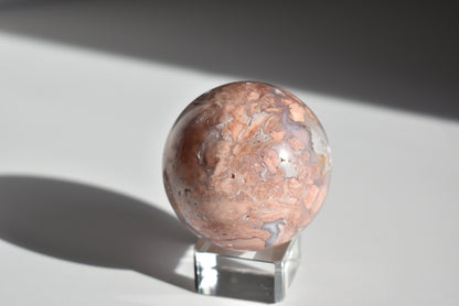 Cotton Candy Pink Agate Sphere with Druzy #1