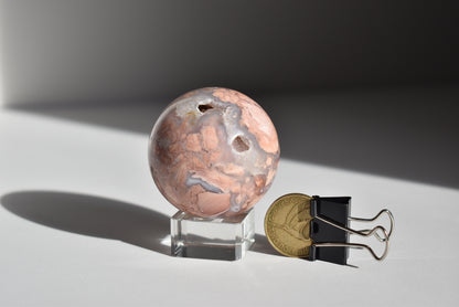 Cotton Candy Pink Agate Sphere with Druzy #1