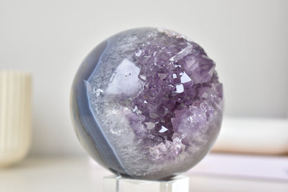 Lagre Amethyst Cluster Sphere 926g,89mm (video)