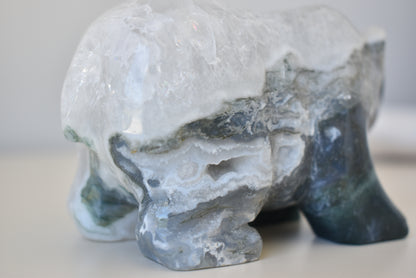 Moss Agate Polar Bear (large) 612g