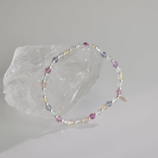 Faceted  Fluorite Bracelet 4mm