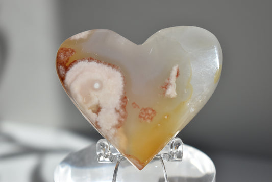 High Grade Flower Agate Heart
