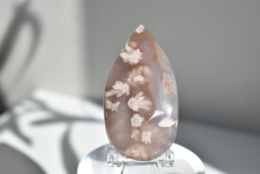 High Grade Flower Agate Teardrop Shape