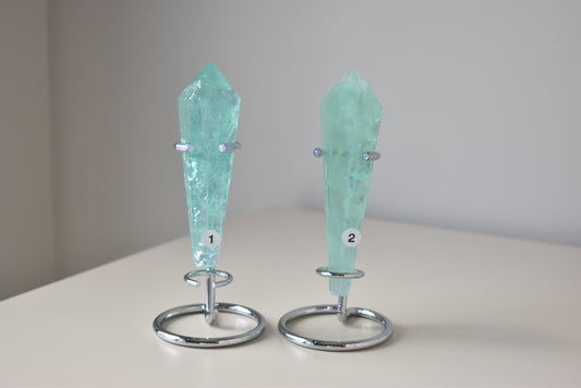 HG Tiffany Blue Fluorite Wand with stand