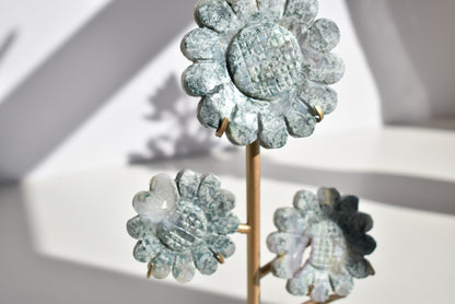 Moss Agate Sunflower Carving