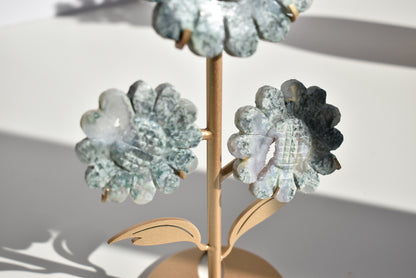 Moss Agate Sunflower Carving