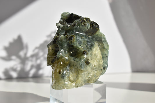Large Prehnite Skull Carving 1kg