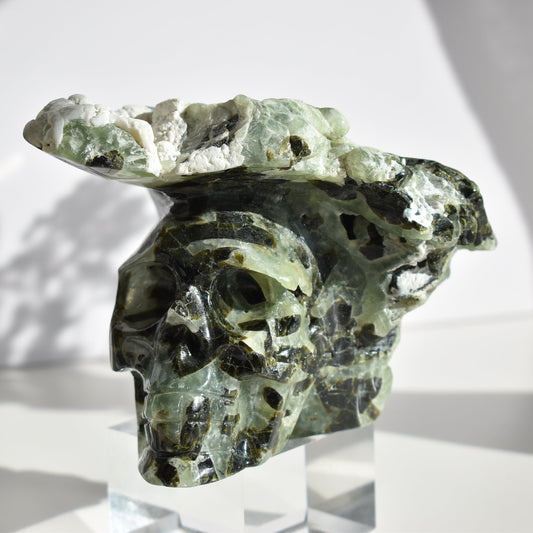 Large Prehnite Skull Carving 1.6kg