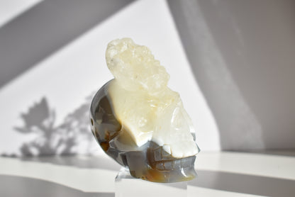 Large Agate Skull Carving with Dendritic 1kg