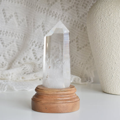 Large Blue Angel Feather Phantom Clear Quartz Tower