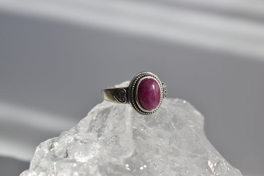 Ruby Sterling Silver Ring Adjustable