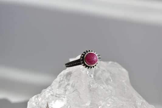 Ruby Sterling Silver Ring Adjustable