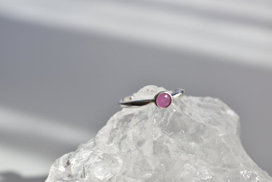 Ruby Sterling Silver Ring Adjustable