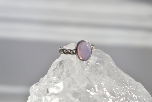 Lavender Moon Quartz Sliver Ring Adjustable