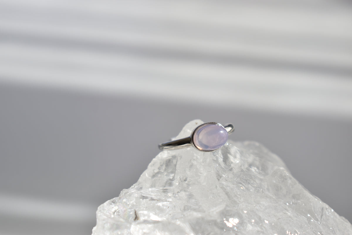 Lavender Moon Quartz Sliver Ring Adjustable