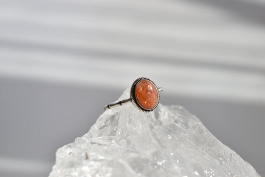 Sunstone Sterling Silver Ring Adjustable