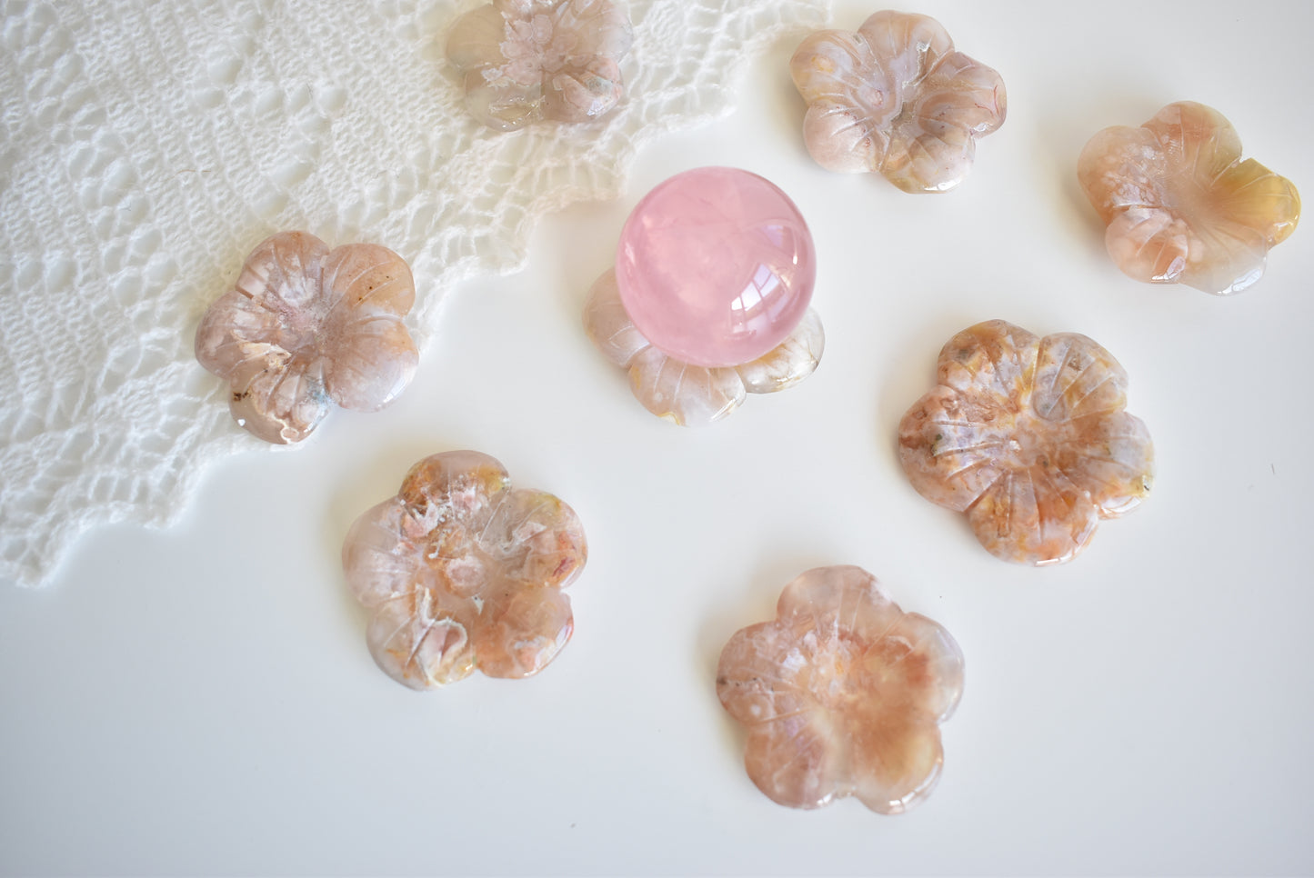 Flower Agate Flower (Sphere Stand)