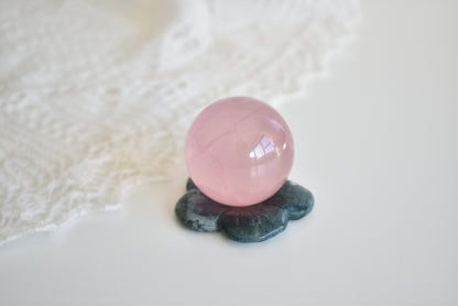Moss Agate Flower (Sphere Stand)